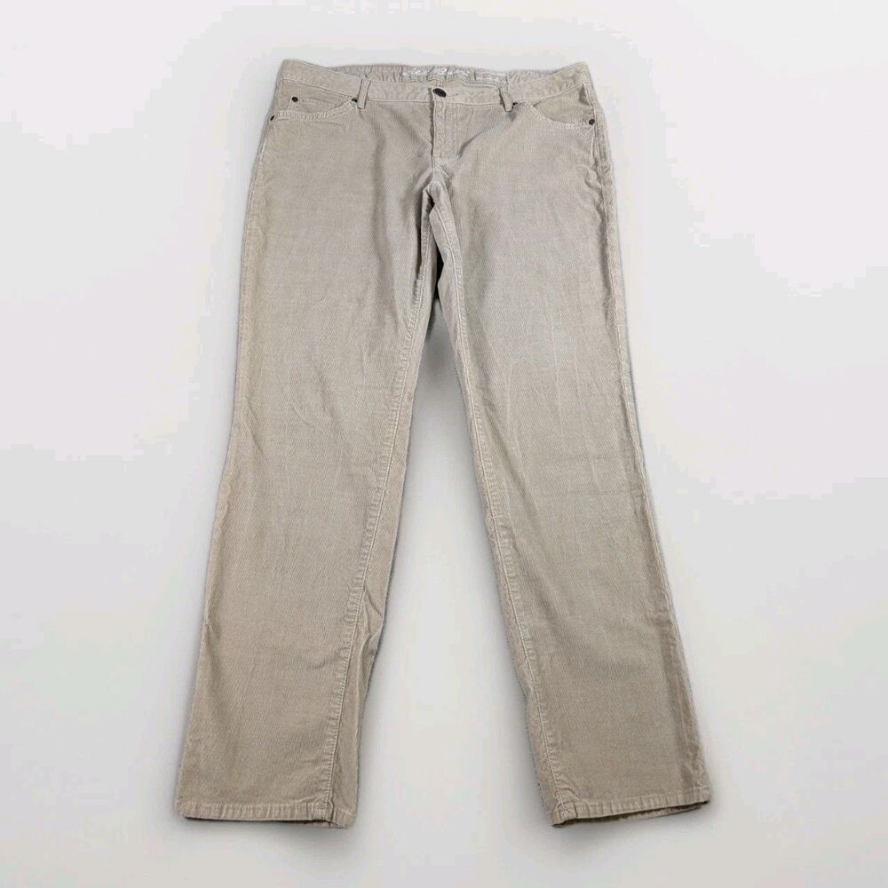 Eddie Bauer Corduroy Pants Womens 14 Boyfriend Slim Straight Tan Stretch Soft